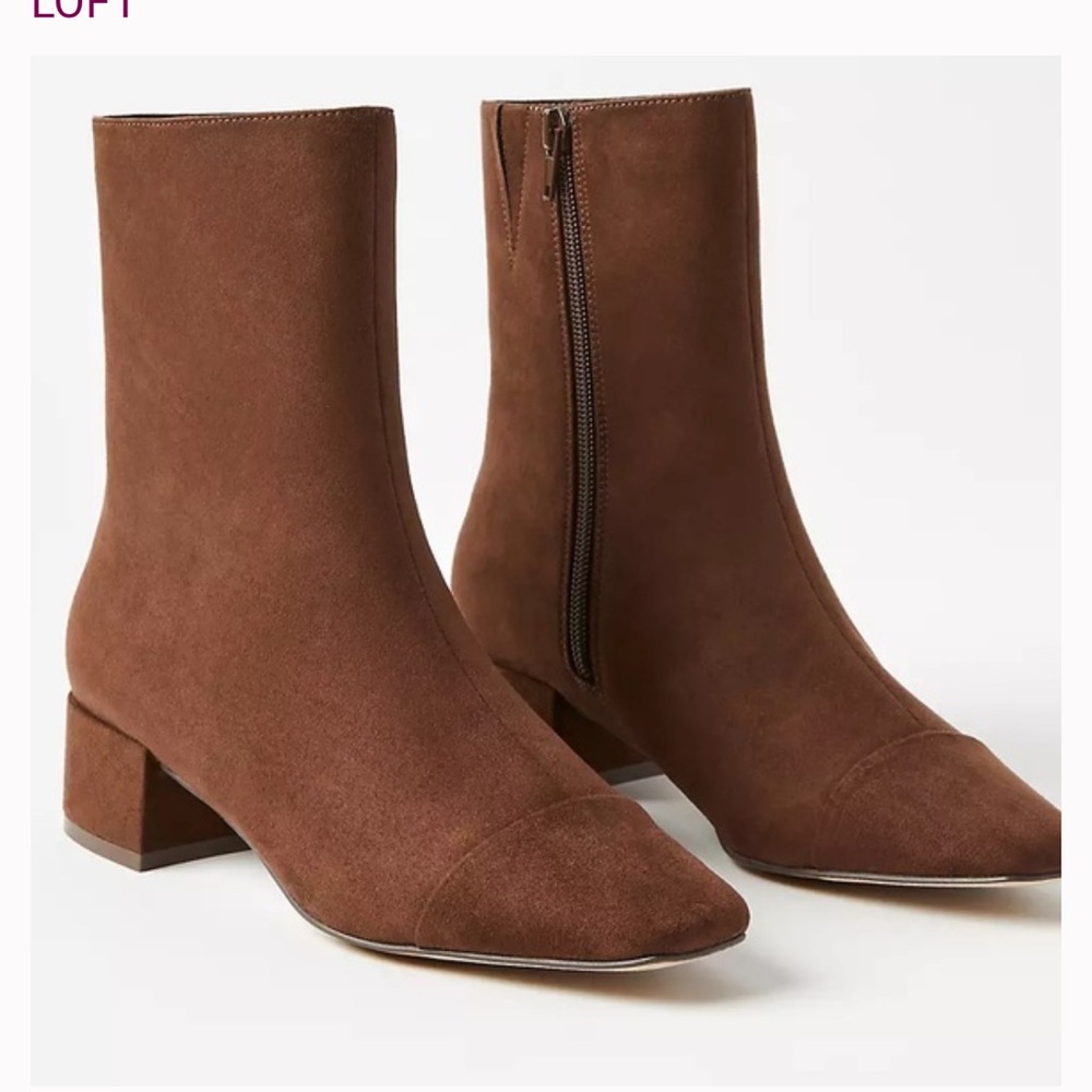 LOFT Faux Suede Cap Toe Ankle Boots